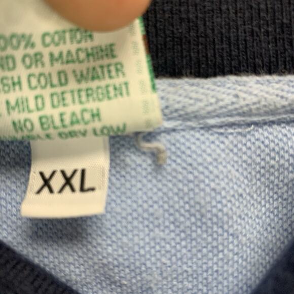 Vintage Lacoste Striped Blue Polo Shirt Mens 2XL Crocodile Preppy - Picture 4 of 8